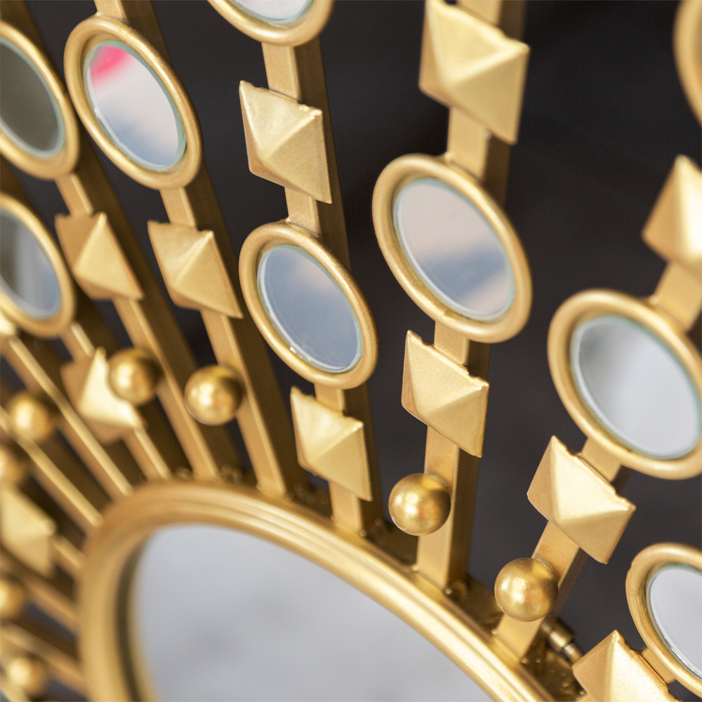 Зеркало-солнце в раме из металла с золотыми с лучами Rays of Peace