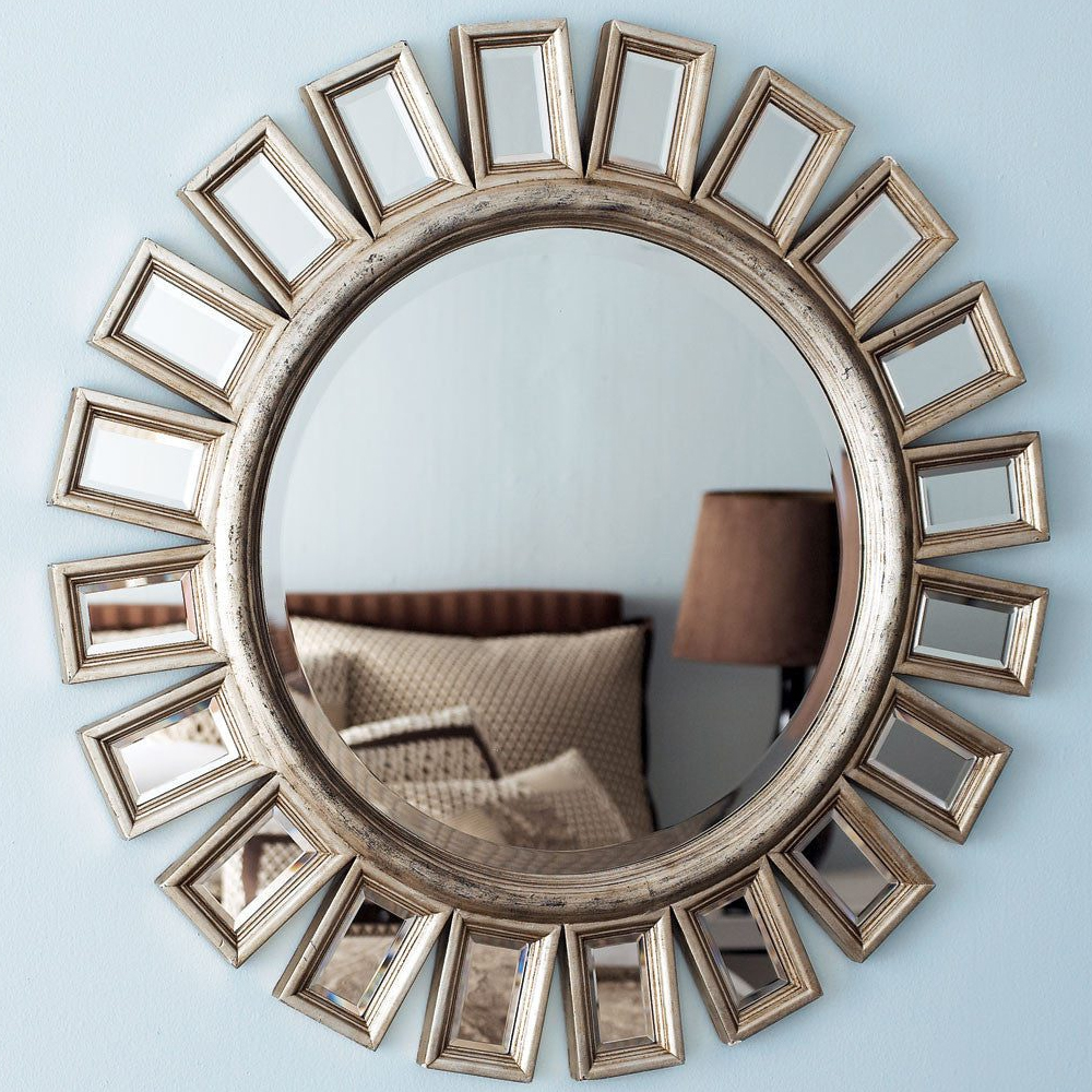 Зеркало-солнце в серебряной раме Silver Sun