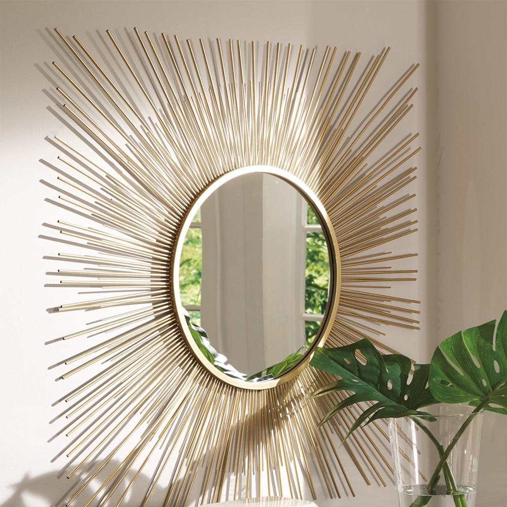 Зеркало-солнце круглое с золотыми лучам Sunrise