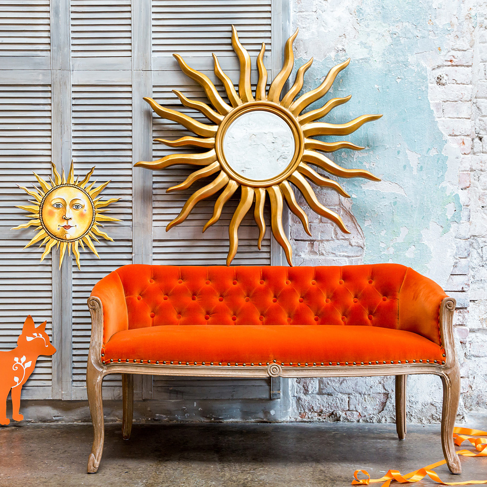 Зеркало-солнце круглое с золотыми с лучами Rays of Peace