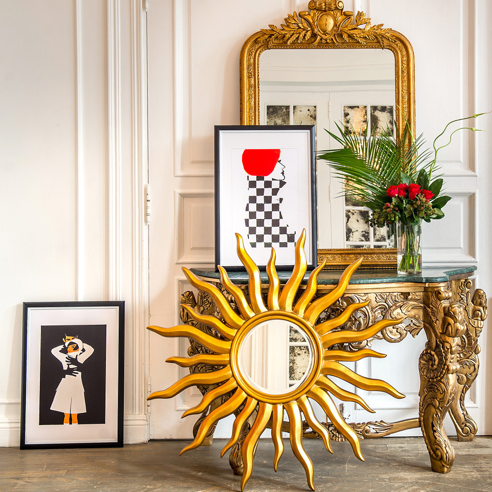 Зеркало-солнце круглое с золотыми с лучами Rays of Peace