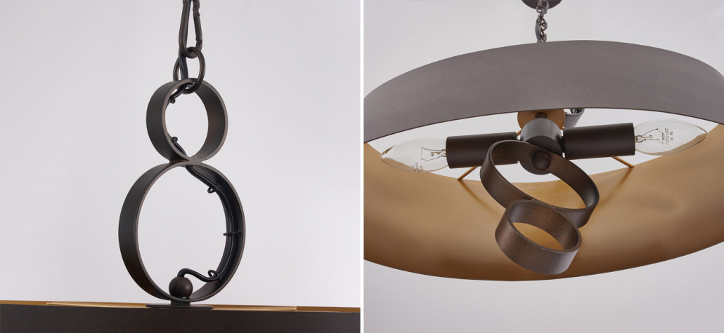 Золотисто-коричневая люстра Saturn 2 лампы