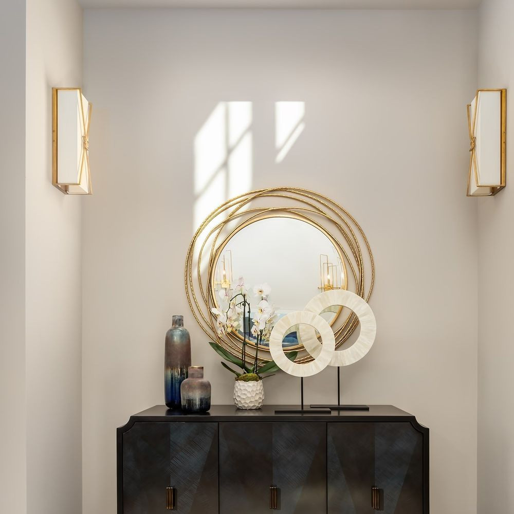 Золотое настенное круглое зеркало Golden Orbit