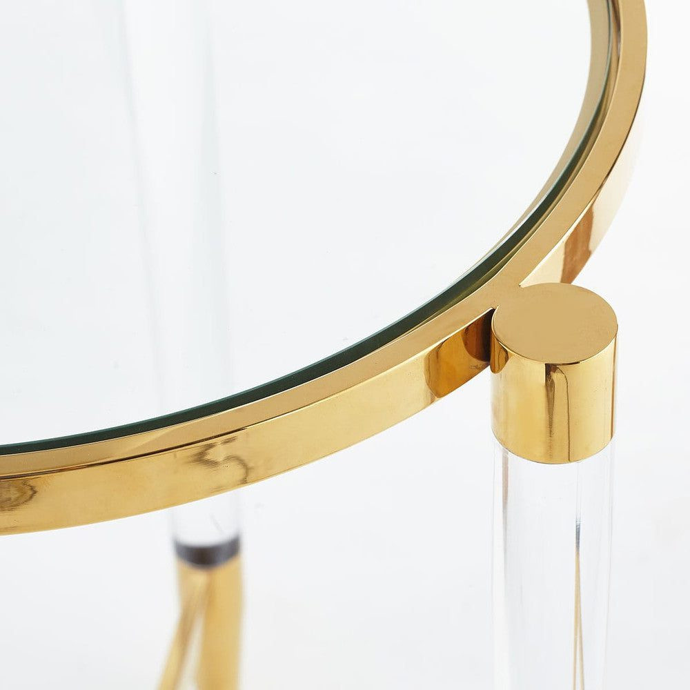 Золотой приставной столик с круглой стеклянной столешницей Weightless Table