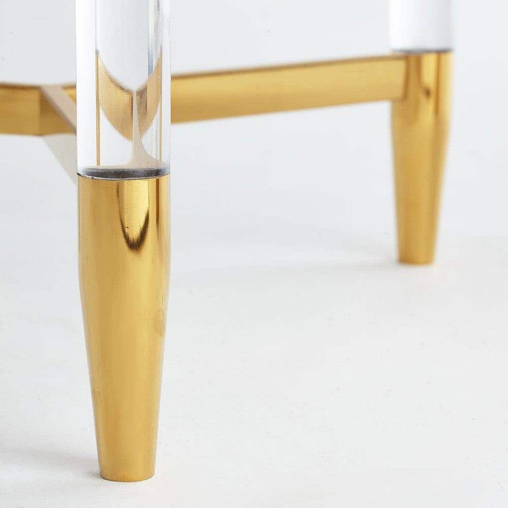 Золотой приставной столик с круглой стеклянной столешницей Weightless Table