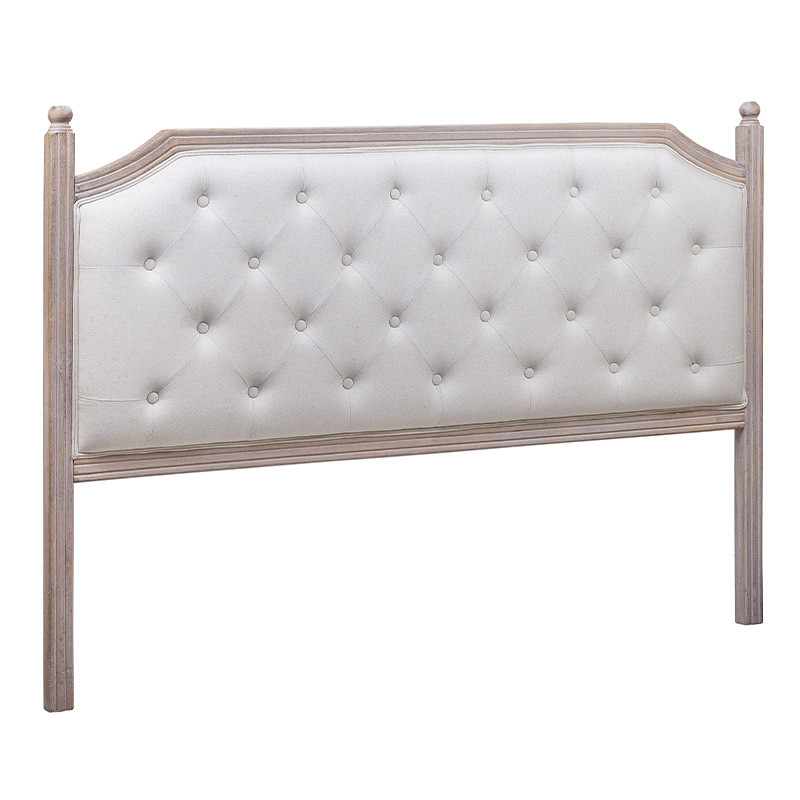 Изголовье кровати бежевое с мягкой обивкой из льна Emma Headboard