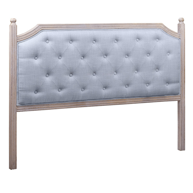 Изголовье кровати серое с мягкой обивкой из рогожки Emma Headboard