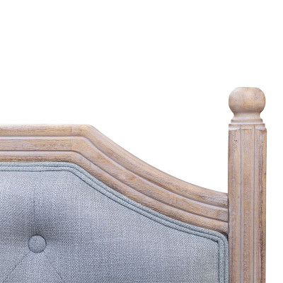 Изголовье кровати серое с мягкой обивкой из рогожки Emma Headboard
