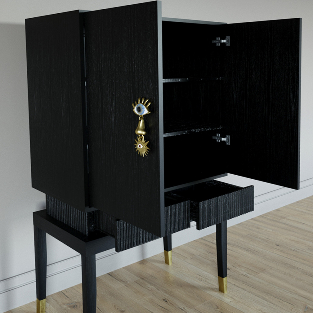 Кабинетный шкаф Elsa Dreams Black с 2-мя ящиками