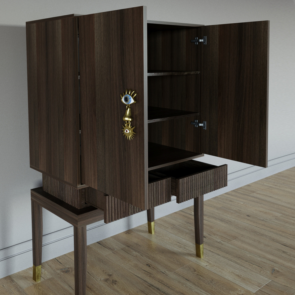 Кабинетный шкаф Elsa Dreams Walnut с 2-мя ящиками