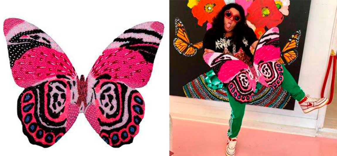 Картина "Pink and Black Mini Butterfly Cut Out"