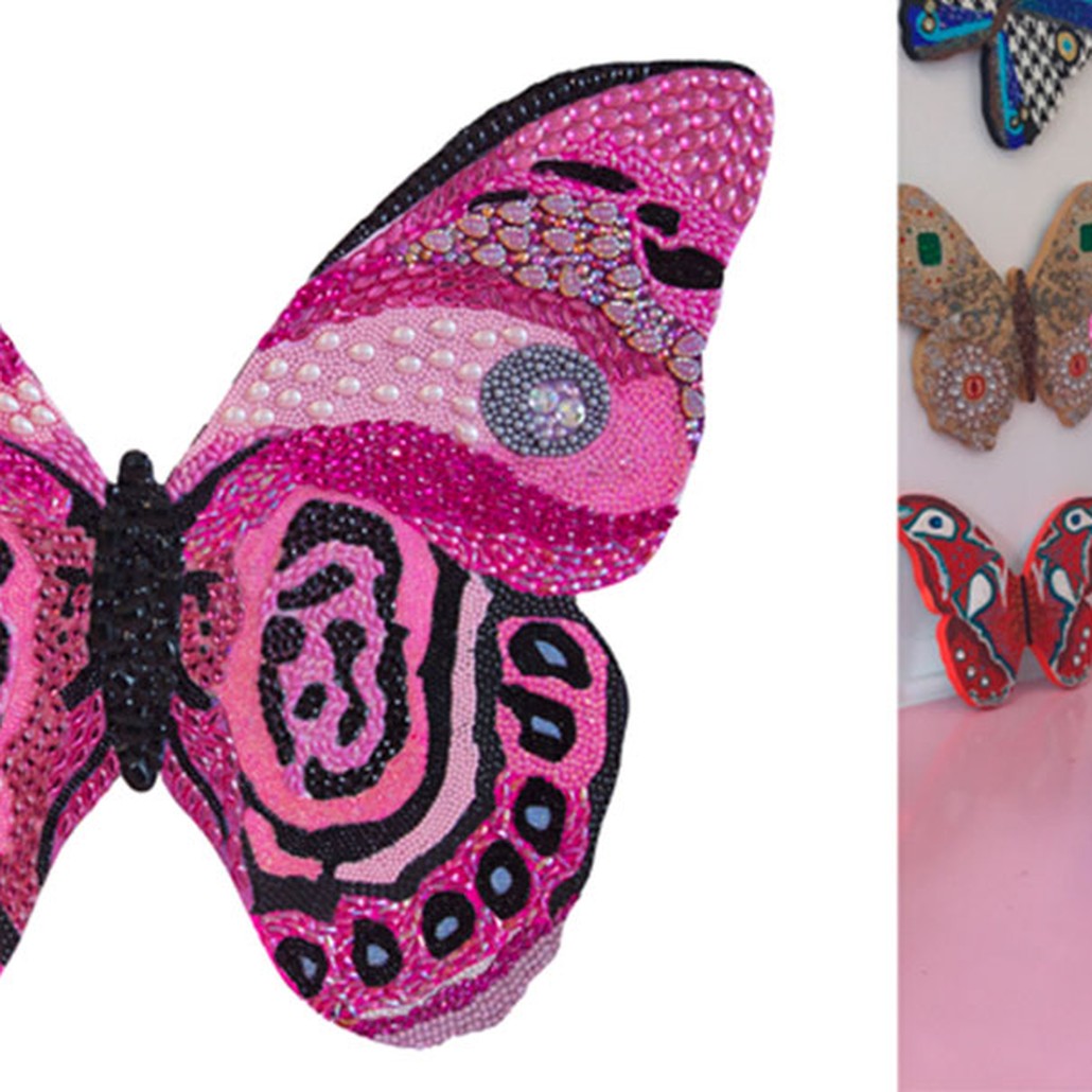 Картина “Pink and Black Bedazzled Butterfly Cut Out”