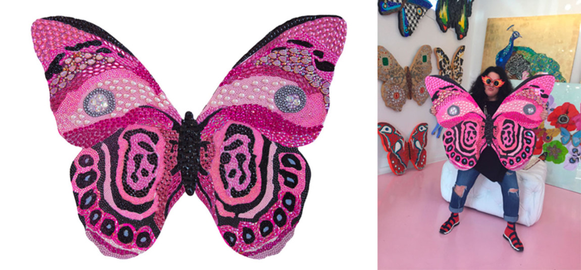 Картина “Pink and Black Bedazzled Butterfly Cut Out”