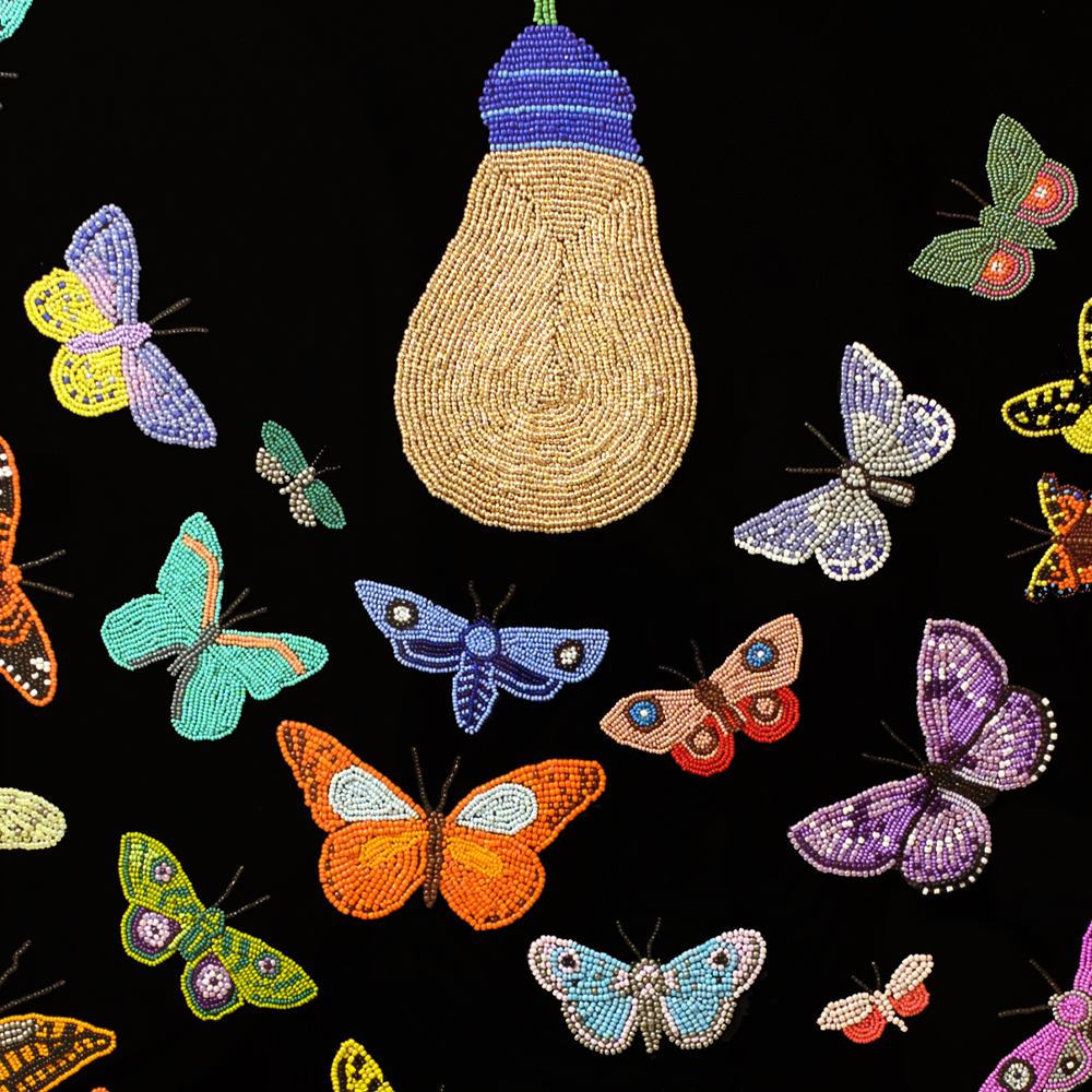 Картина ручная вышивка бисером Бабочки Butterflies and Light Bulb