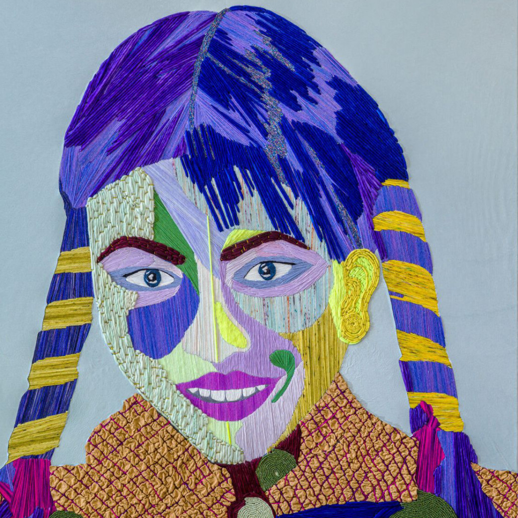 Картина с вышивкой Портрет wall panel People with the yellow ear 3