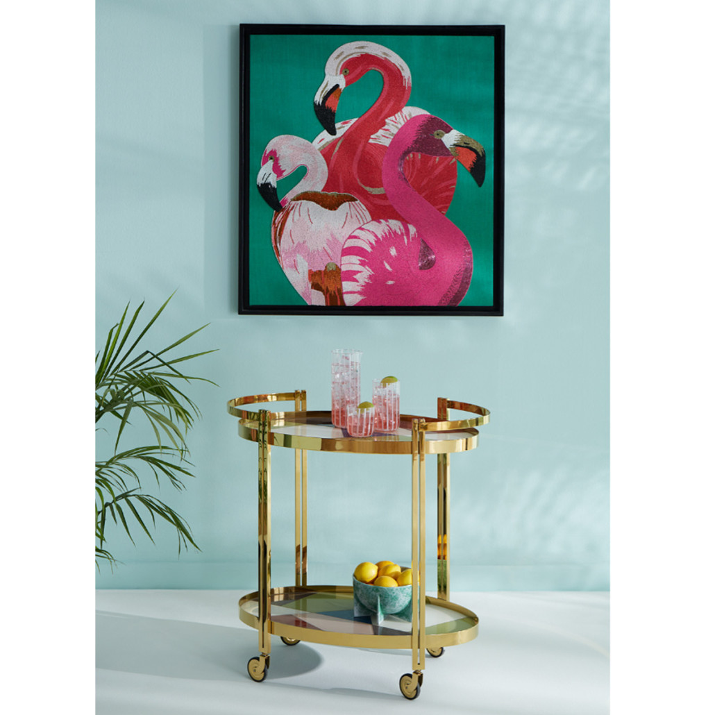 Картина Фламинго вышивка бисер Flamingo Beaded Wall Art