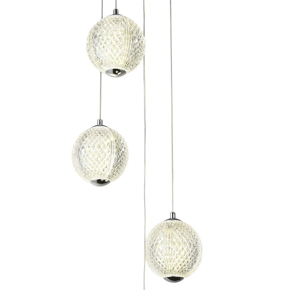 Каскадная люстра с 5-ю плафонами из акрила в виде шара Felice Chandelier Chrome
