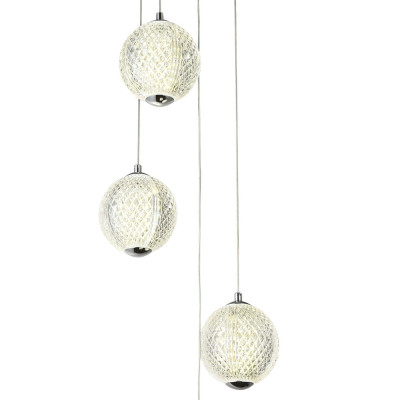 Каскадная люстра с 5-ю плафонами из акрила в виде шара Felice Chandelier Chrome