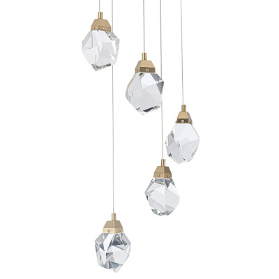 Каскадная люстра с 5-ю хрустальными плафонами Esme Crystal Brass Chandelier