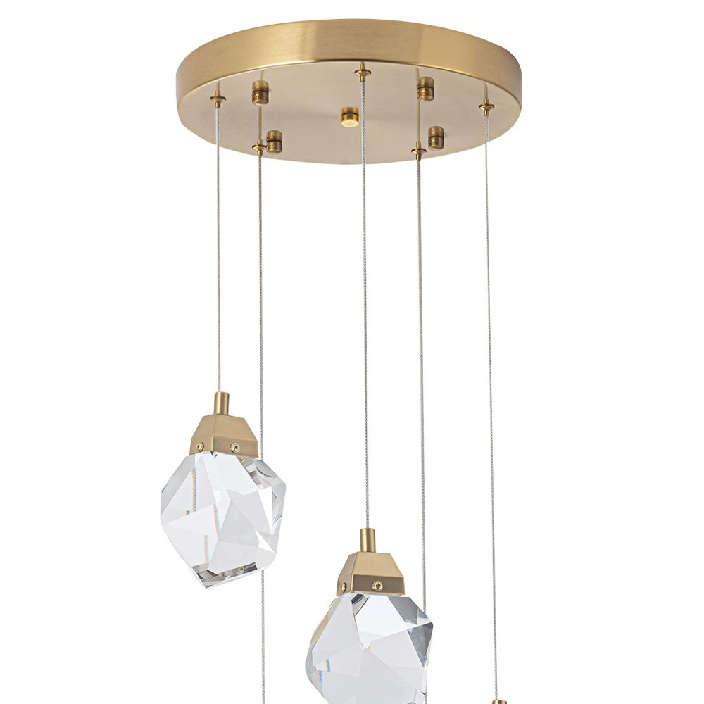 Каскадная люстра с 5-ю хрустальными плафонами Esme Crystal Brass Chandelier