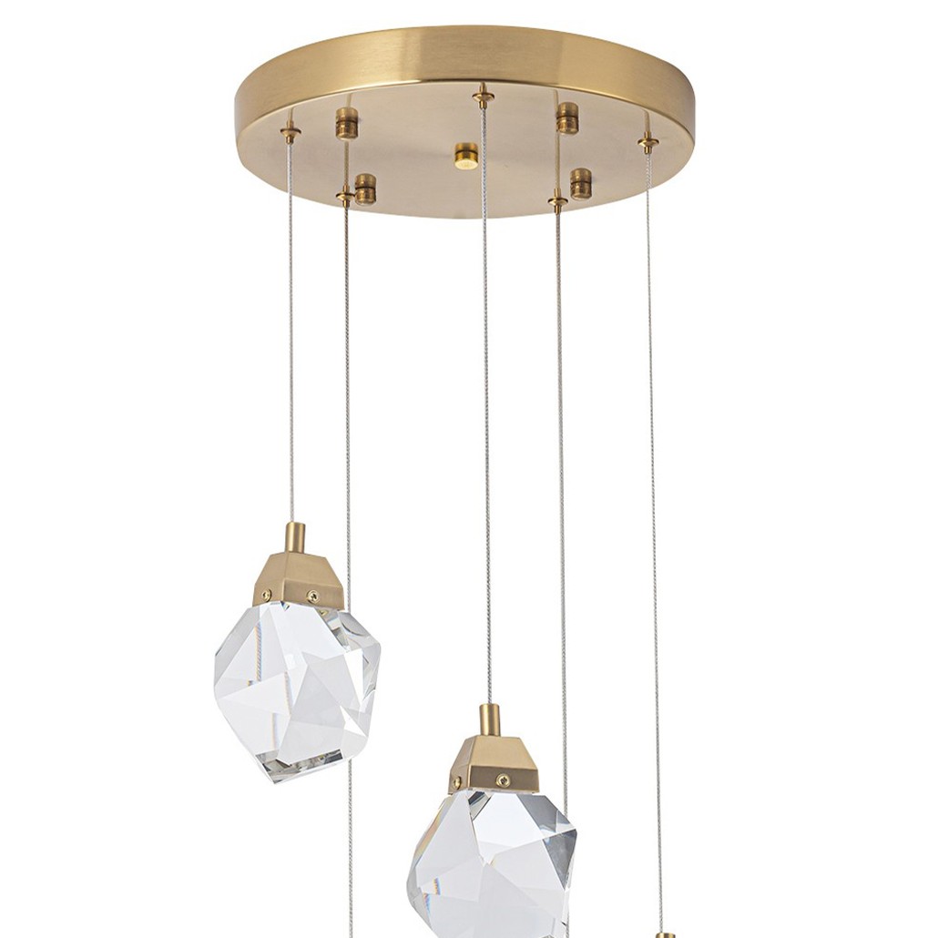 Каскадная люстра с 5-ю хрустальными плафонами Esme Crystal Brass Chandelier