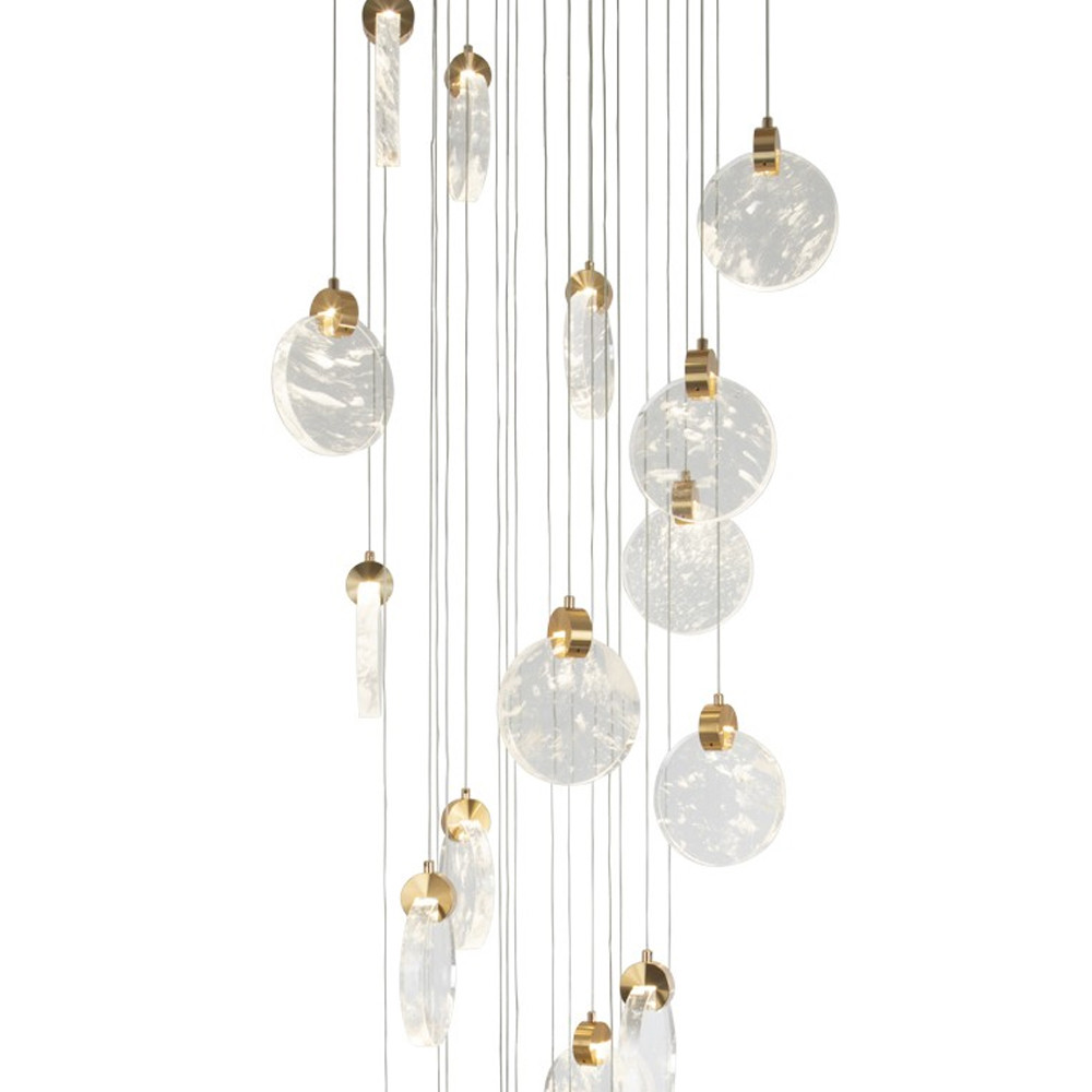 Каскадная люстра с плафонами в виде круглых пластин из хрусталя Esme Round Plates Chandelier 25