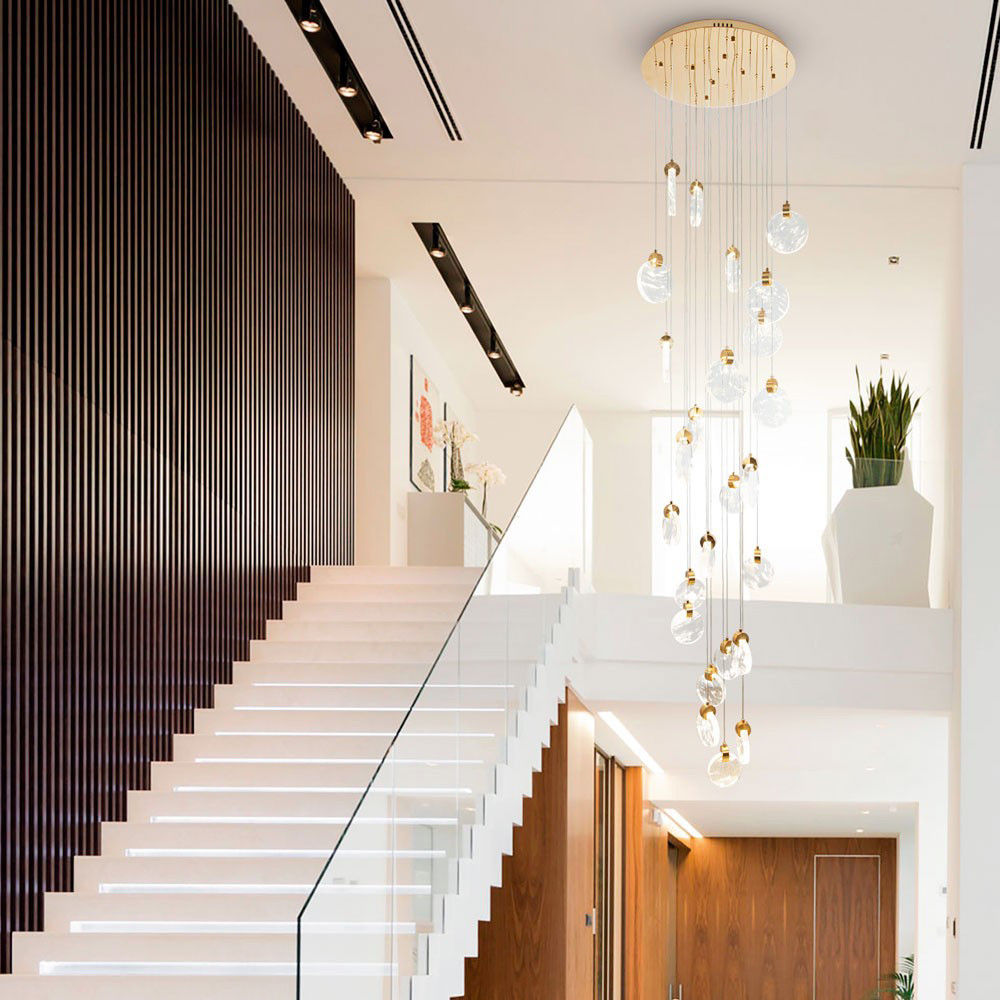 Каскадная люстра с плафонами в виде хрустальных сфер Esme Sphere Crystal Brass Cascade Chandelier 25