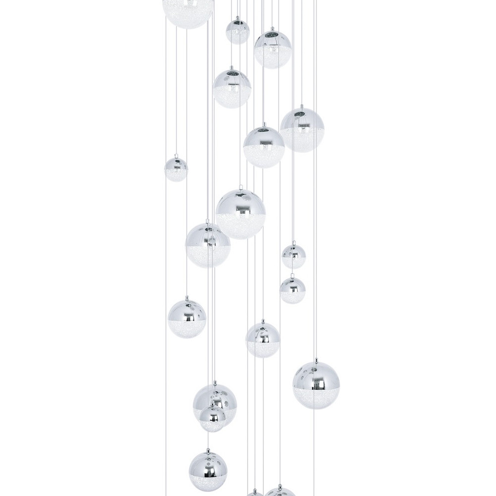 Каскадная люстра с плафонами в виде хрустальных сфер Esme Sphere Crystal Chrome Cascade Chandelier 25