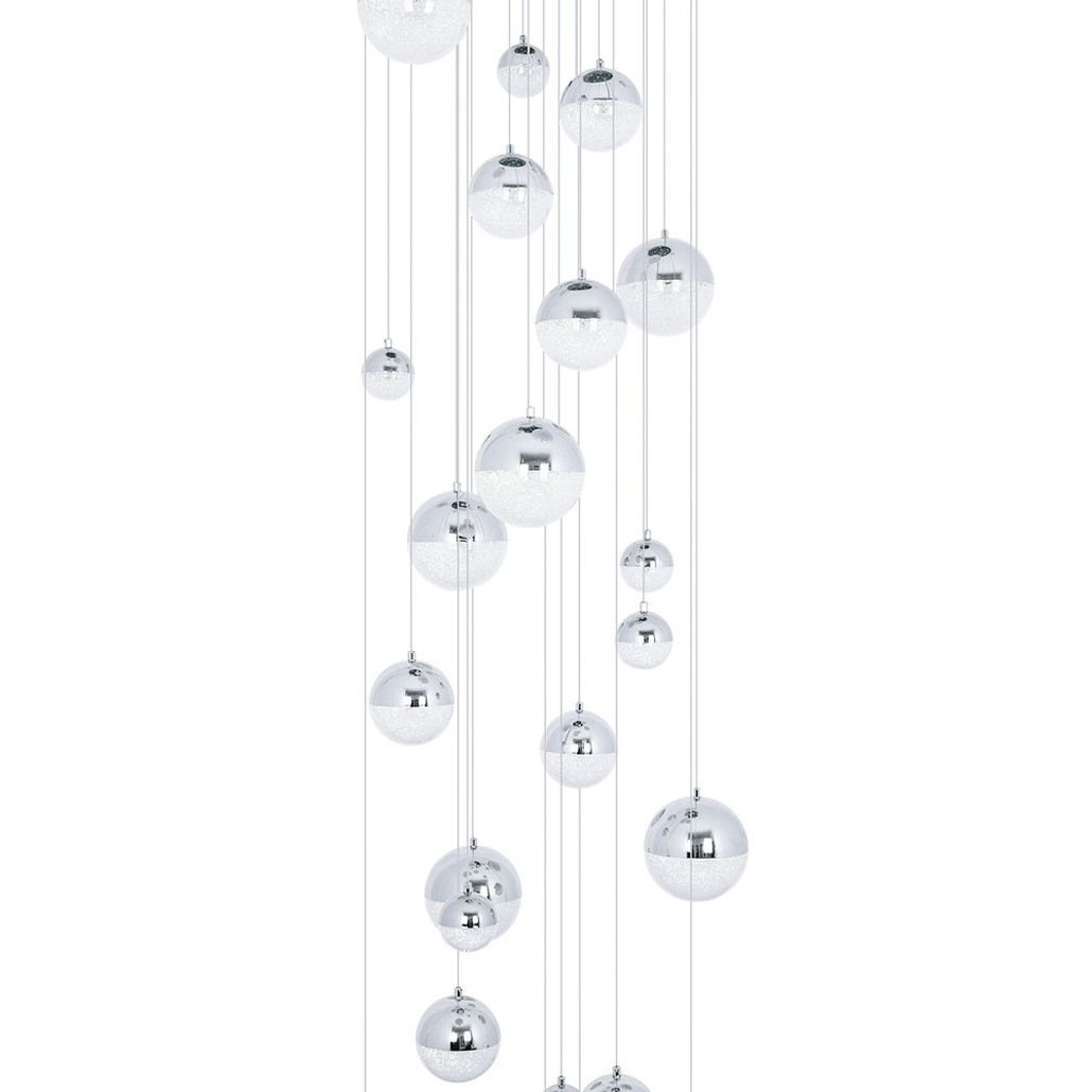 Каскадная люстра с плафонами в виде хрустальных сфер Esme Sphere Crystal Chrome Cascade Chandelier 25