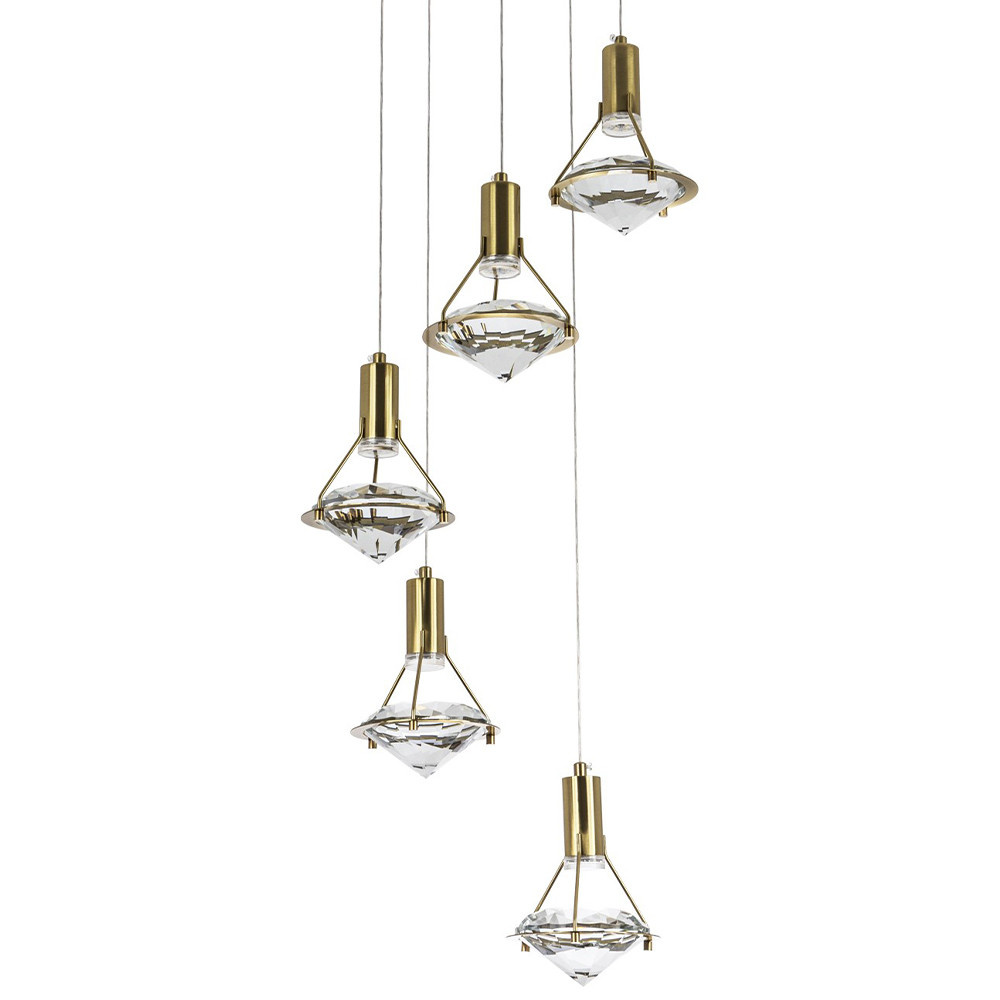 Каскадная люстра с плафонами в форме бриллианта Diamond Crystal Cascade Chandelier