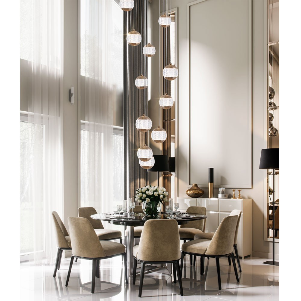 Каскадная люстра с сферическими плафонами из акрила Veva Lamps Chandelier