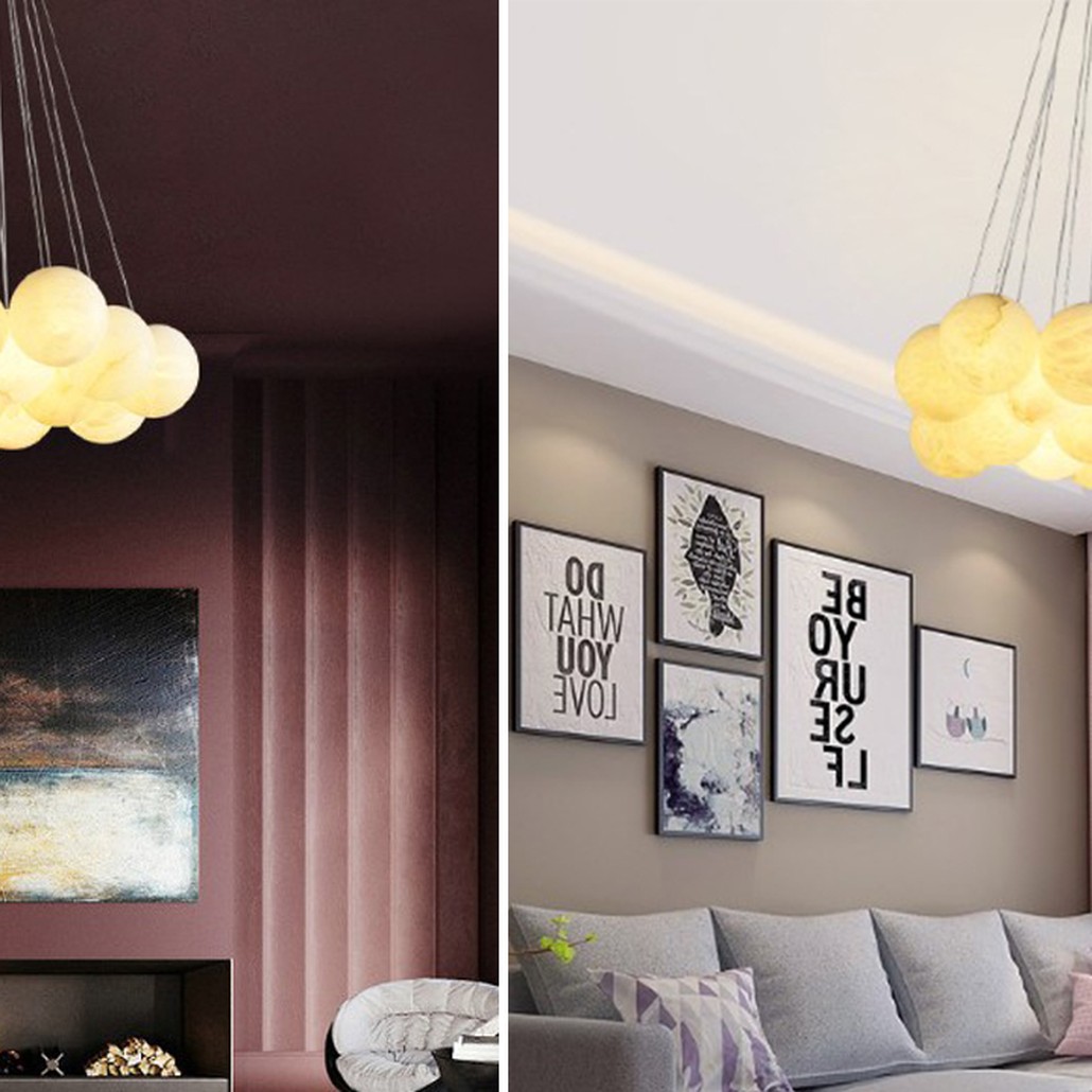 Каскадный Cветильник 16 Шариков из натурального мрамора Marble Balls Lamp