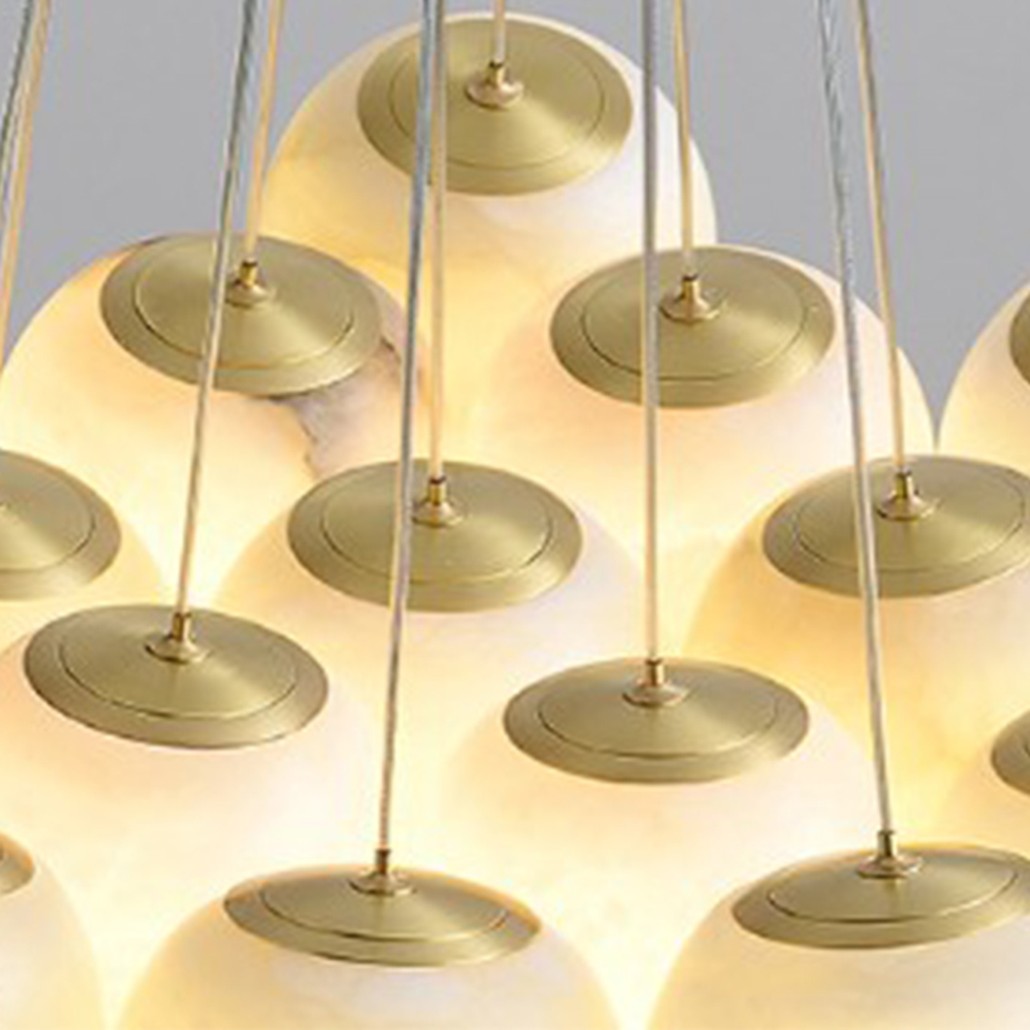 Каскадный Cветильник 16 Шариков из натурального мрамора Marble Balls Lamp