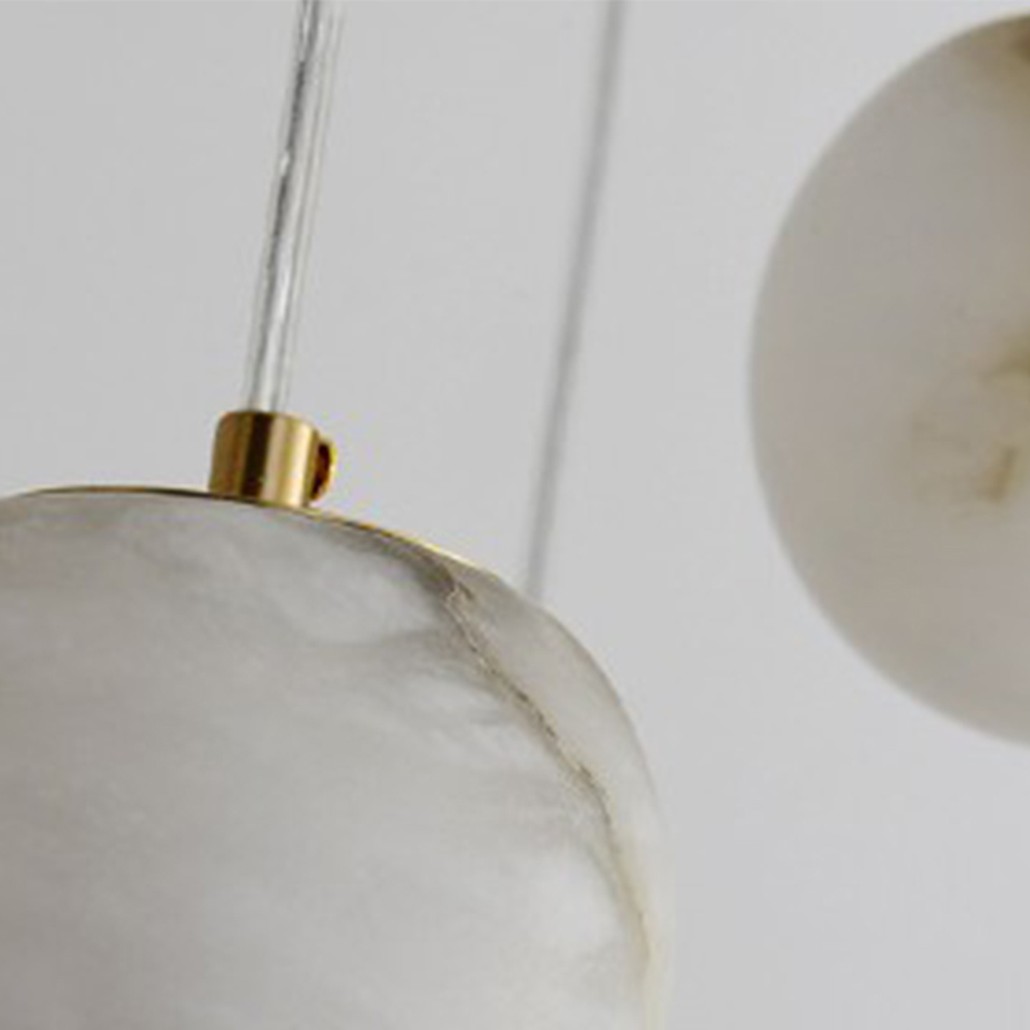 Каскадный Cветильник 9 подвесок Шариков из натурального мрамора Nine Marble Balls Lamp