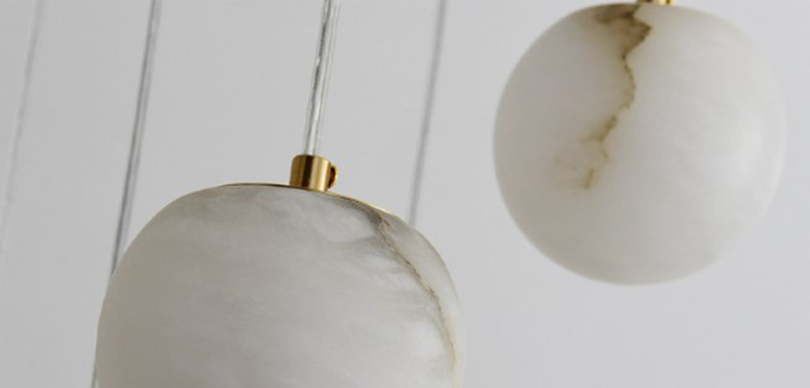 Каскадный Cветильник 9 подвесок Шариков из натурального мрамора Nine Marble Balls Lamp