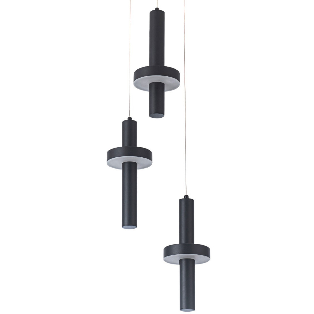Каскадный светильник с 3-мя плафонами Flos Black Metal Acrylic Trio Hanging Lamp