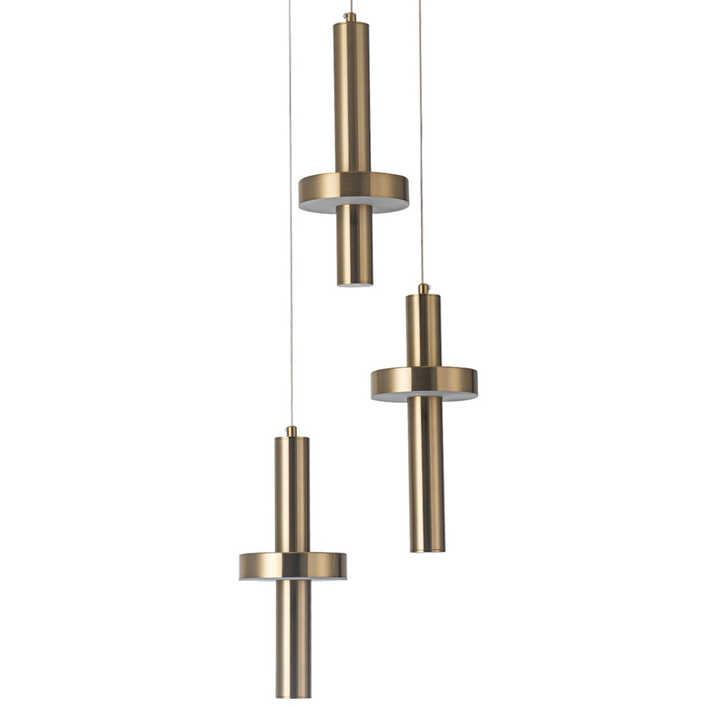 Каскадный светильник с 3-мя плафонами Flos Brass Metal Acrylic Trio Hanging Lamp