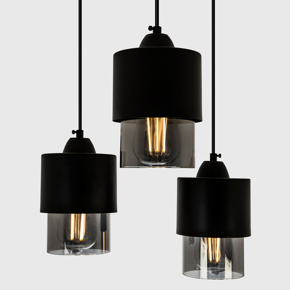 Каскадный светильник с 3-мя плафонами из дымчатого стекла Volta Flos Cascade Hanging Lamp