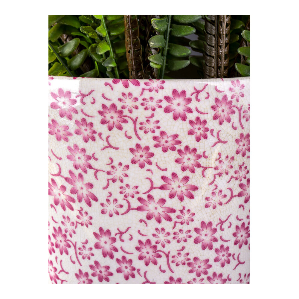 Кашпо из белого фарфора с розовым цветочным орнаментом Eden Garden