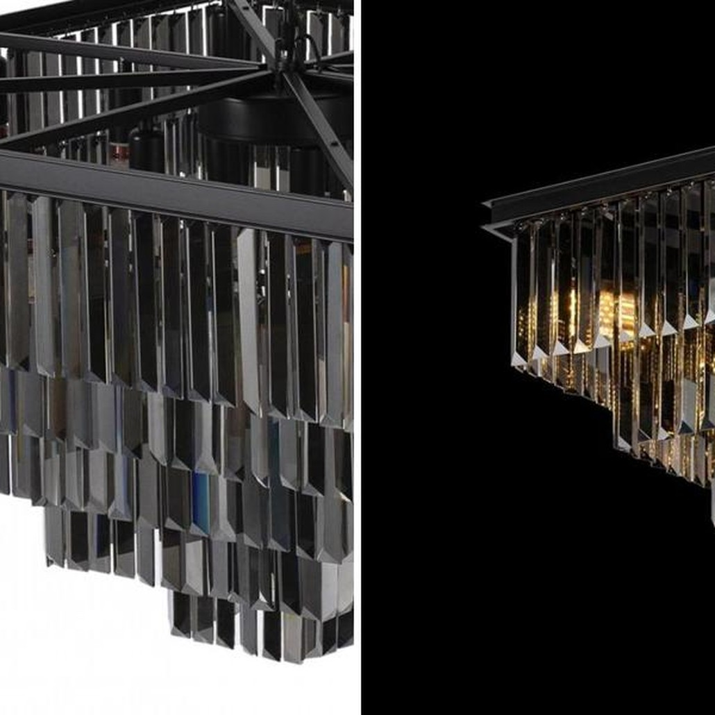 Квадратная Люстра Odeon Black iron Five layers Серое Стекло 80х80