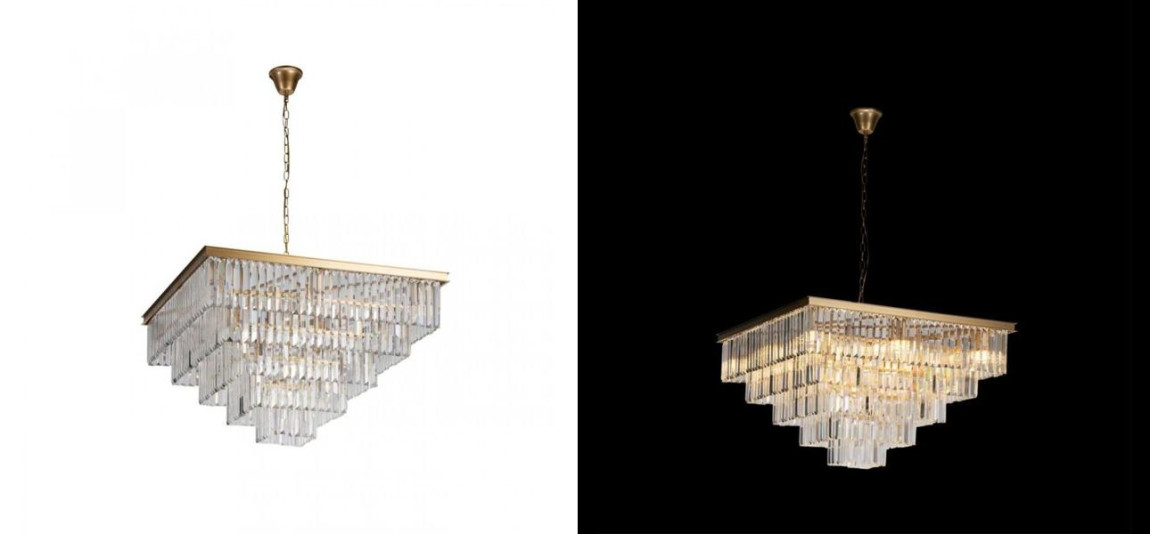 Квадратная Люстра Odeon GOLD iron Five layers Прозрачное Стекло 80х80