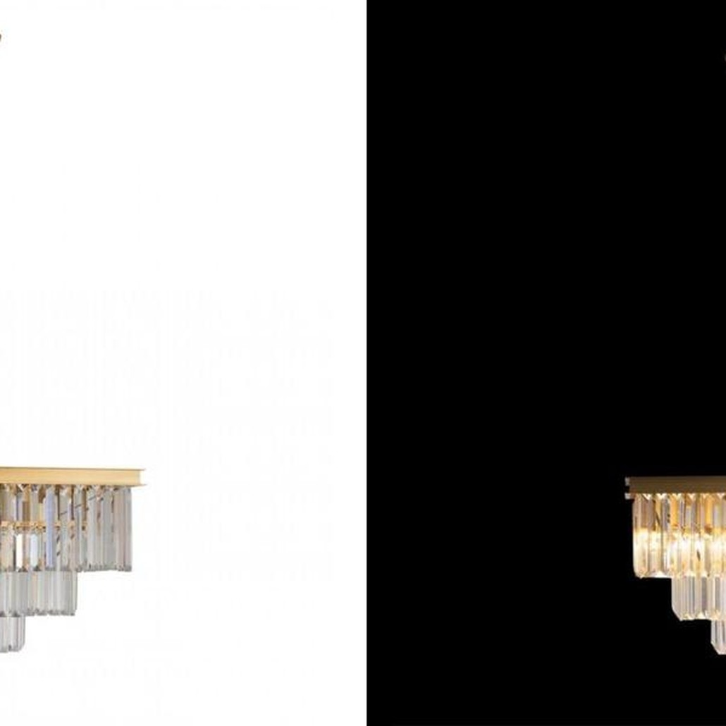 Квадратная Люстра Odeon GOLD iron Three Layers Прозрачное Стекло 50х50