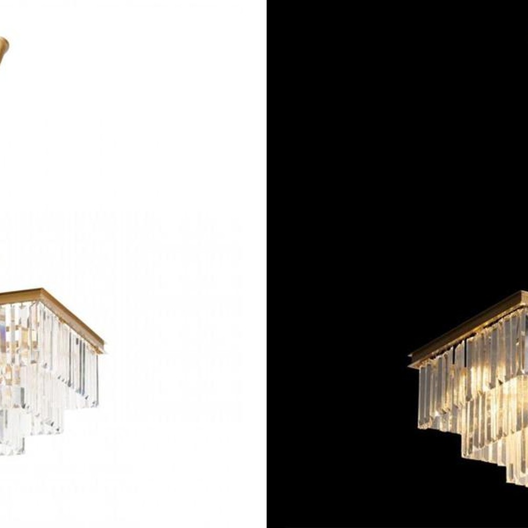 Квадратная Люстра Odeon GOLD iron Three Layers Прозрачное Стекло 50х50
