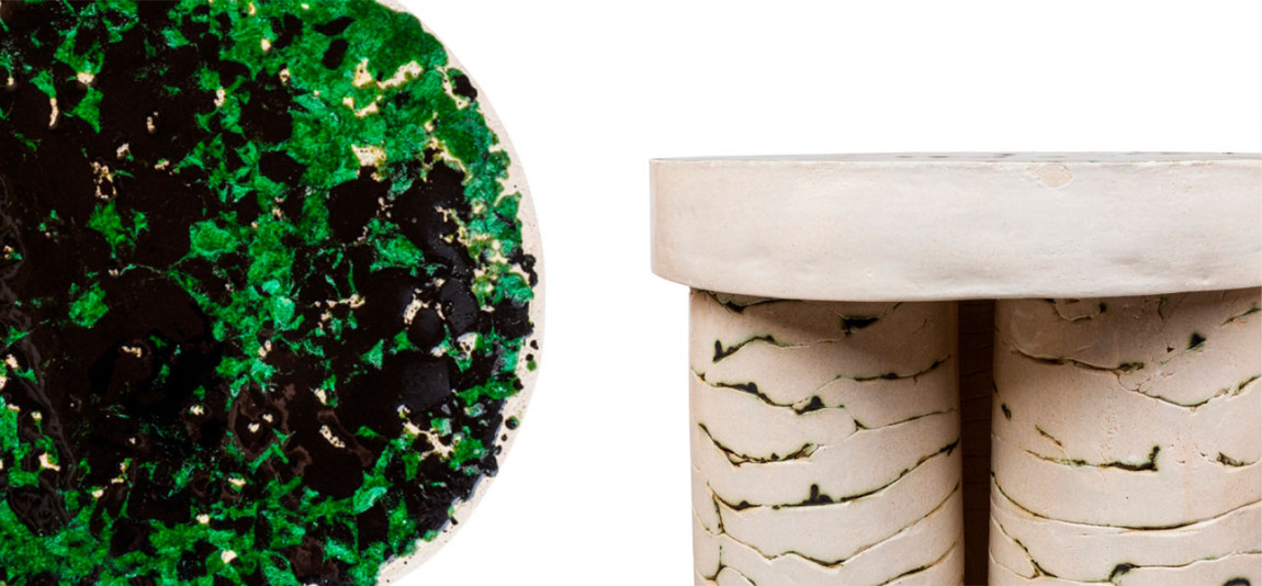 Керамический столик "Бирч"со стеклом limited