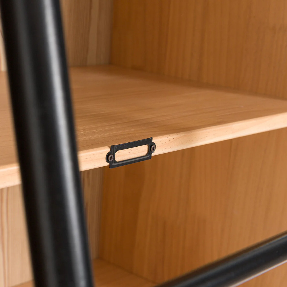 Книжный шкаф из массива сосны с металлической лестницей Burton Wood Cabinet