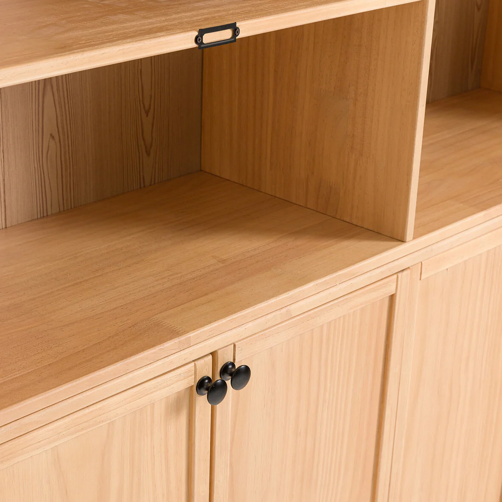 Книжный шкаф из массива сосны с металлической лестницей Burton Wood Cabinet