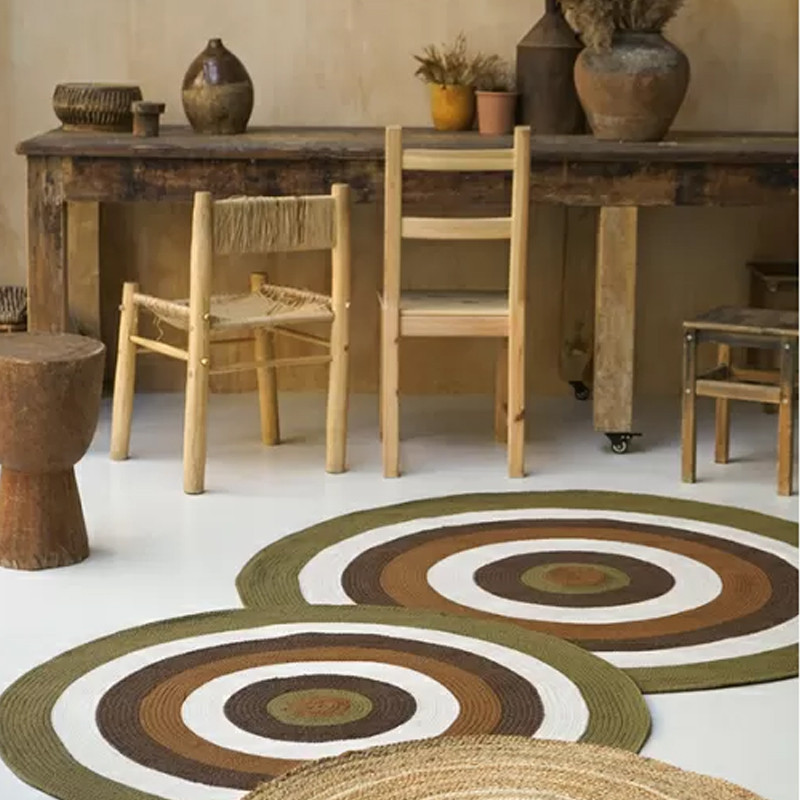 Ковер круглый из хлопка с контрастным узором Bullseye 150