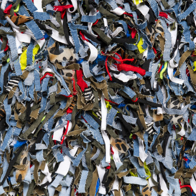 Ковер прямоугольный разноцветный из джинсовой одежды Zero Waste