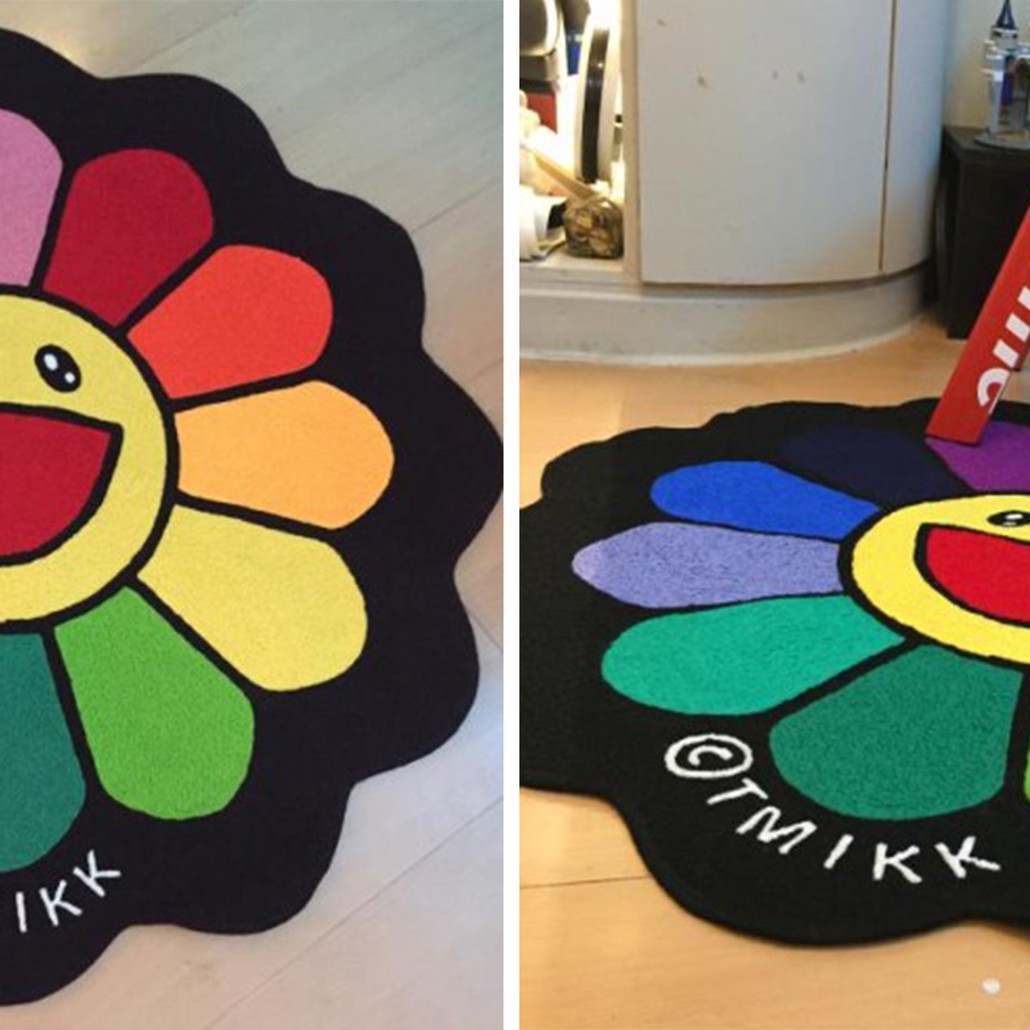 Коврик для прихожей улыбающийся цветок Takashi Murakami