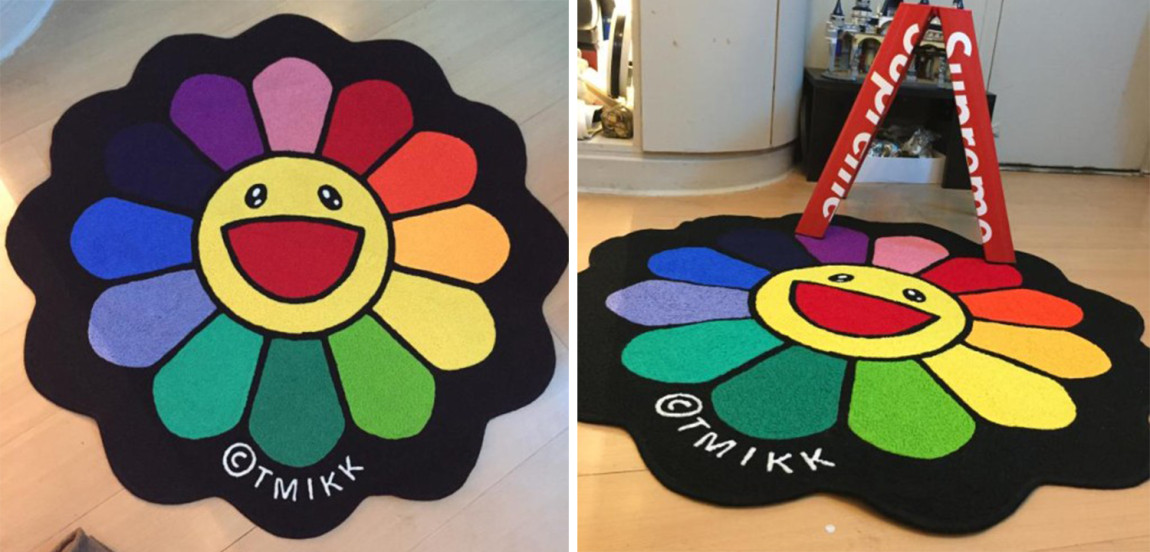 Коврик для прихожей улыбающийся цветок Takashi Murakami